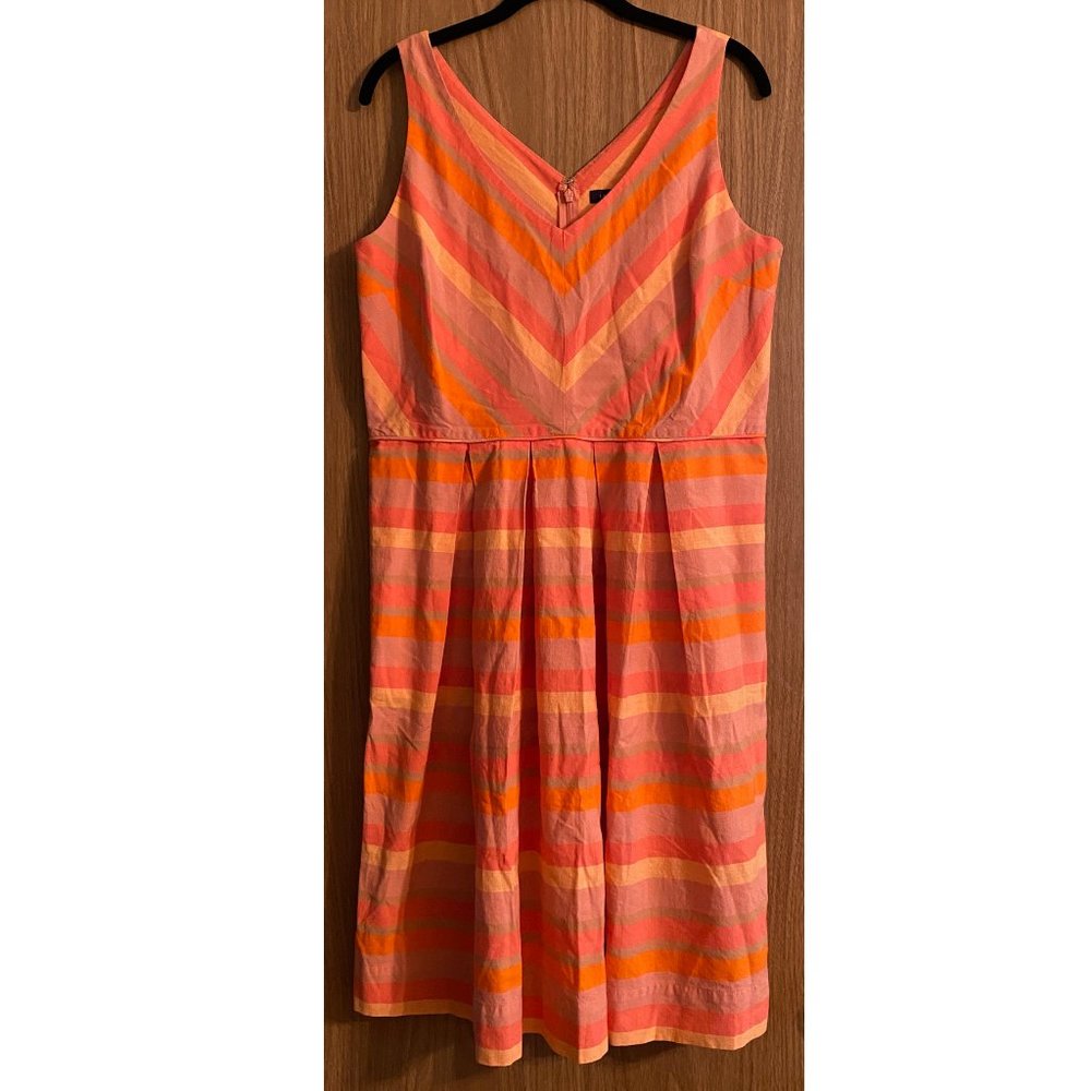 LANDS' END Striped Pink & Orange Sundress - Size: 10
